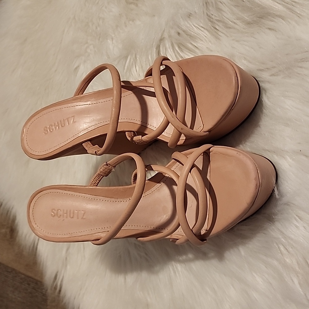 Schutz Cari Sweet Rose Platform Wedge Sandal SZ 9.5